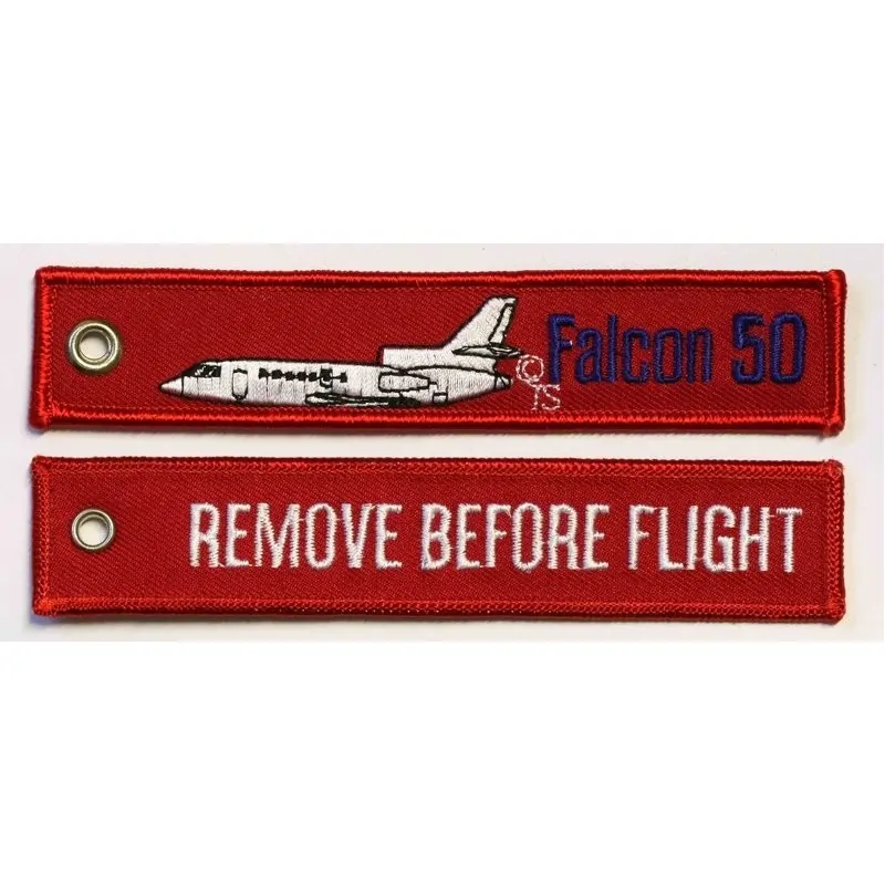 "Remove before flight Falcon 50" Keychain