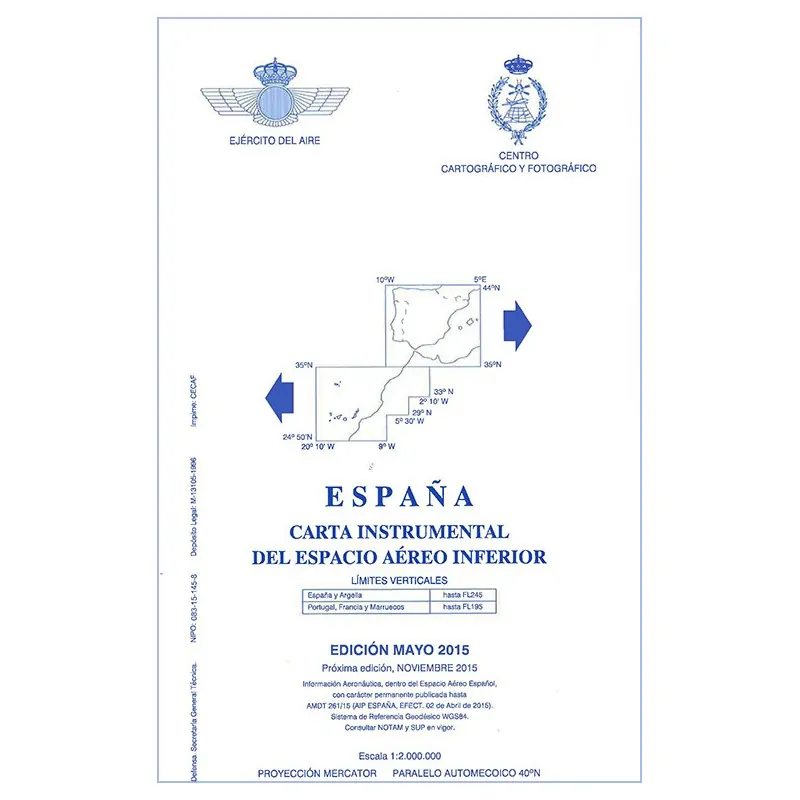 Spain IFR chart. High altitude. 1:2.000.000