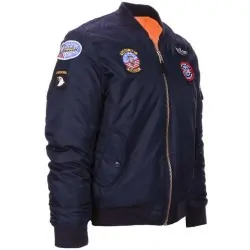 Top Gun MA-1 Nylon Bomber Jacket with Patches Navy / L