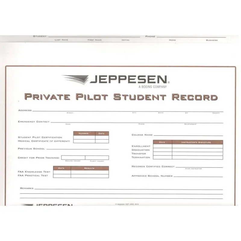 Jeppesen Private Pilot Record Folder