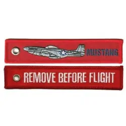 "Remove before flight P51 MUSTANG" Keychain