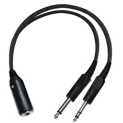 Single .25" plug headset to dual plug adapter